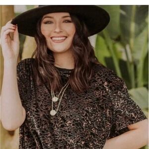 Free People Black and Pink Lace Top